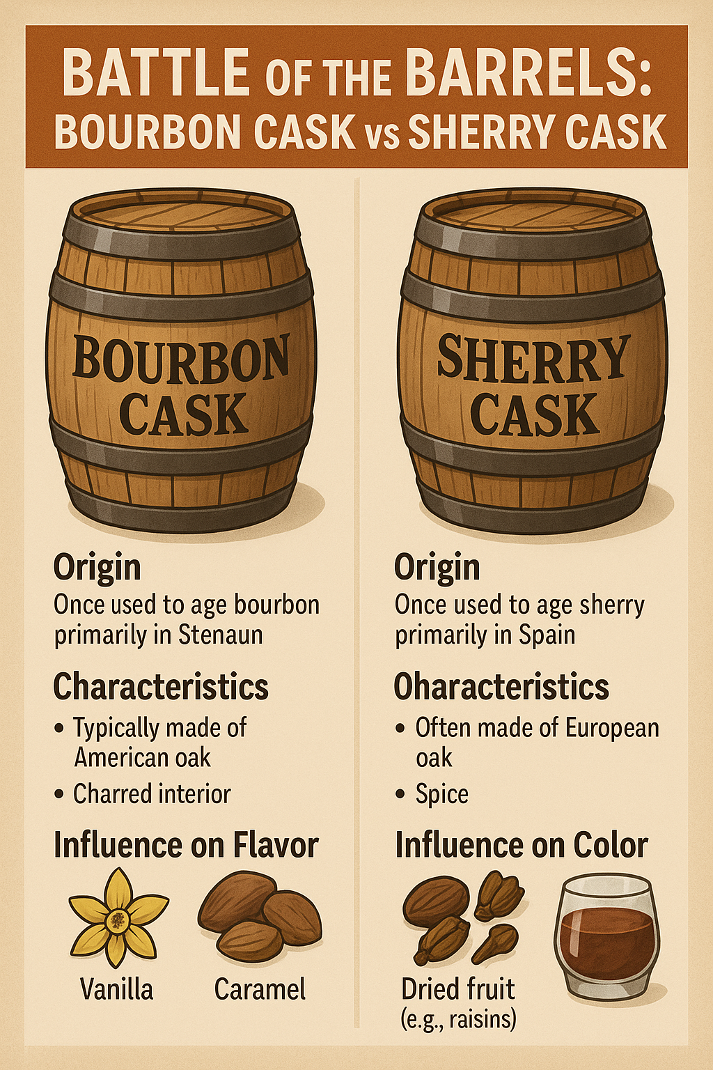Battle of the Barrels: Bourbon Cask vs Sherry Cask