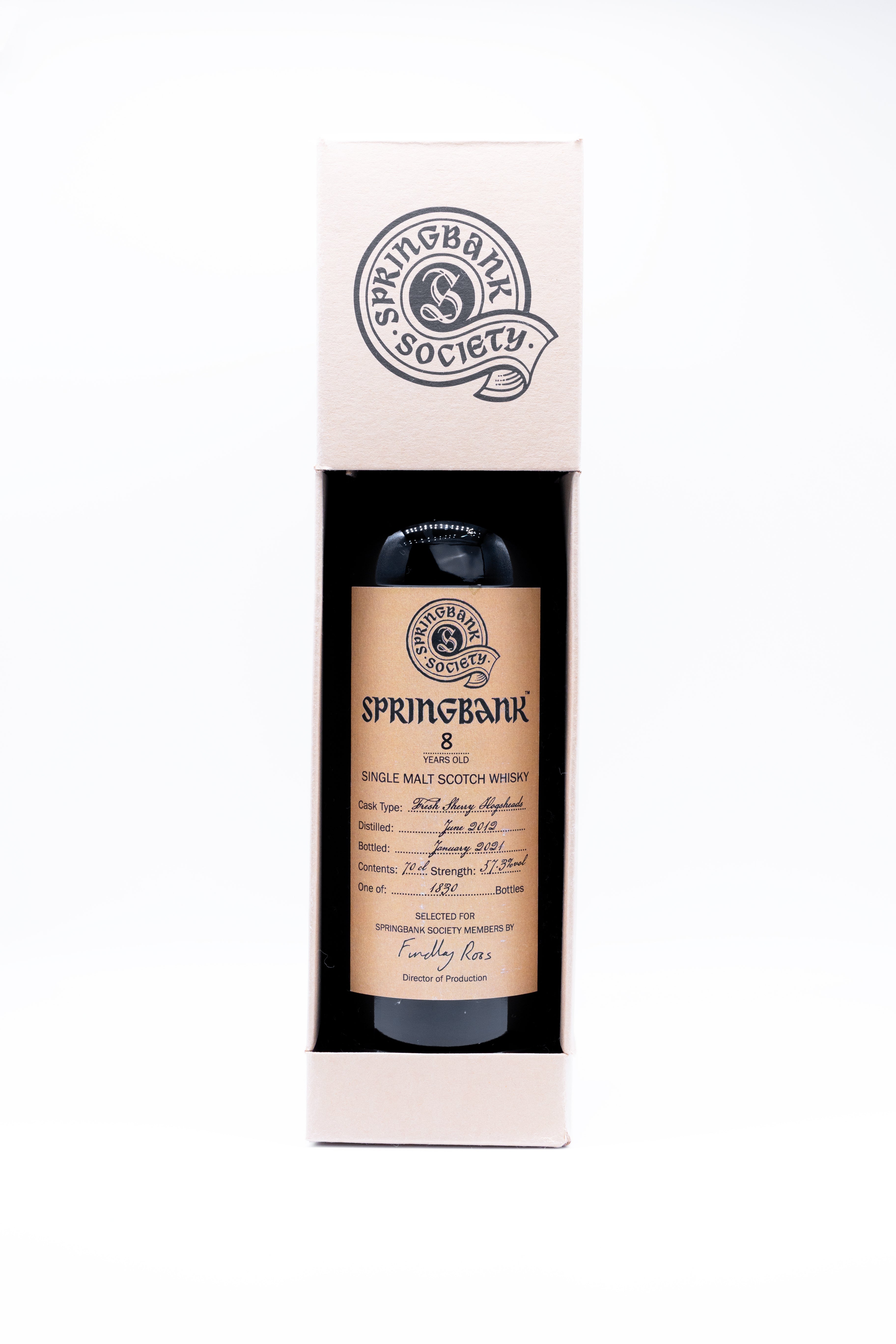 Springbank 8 year old society bottle 