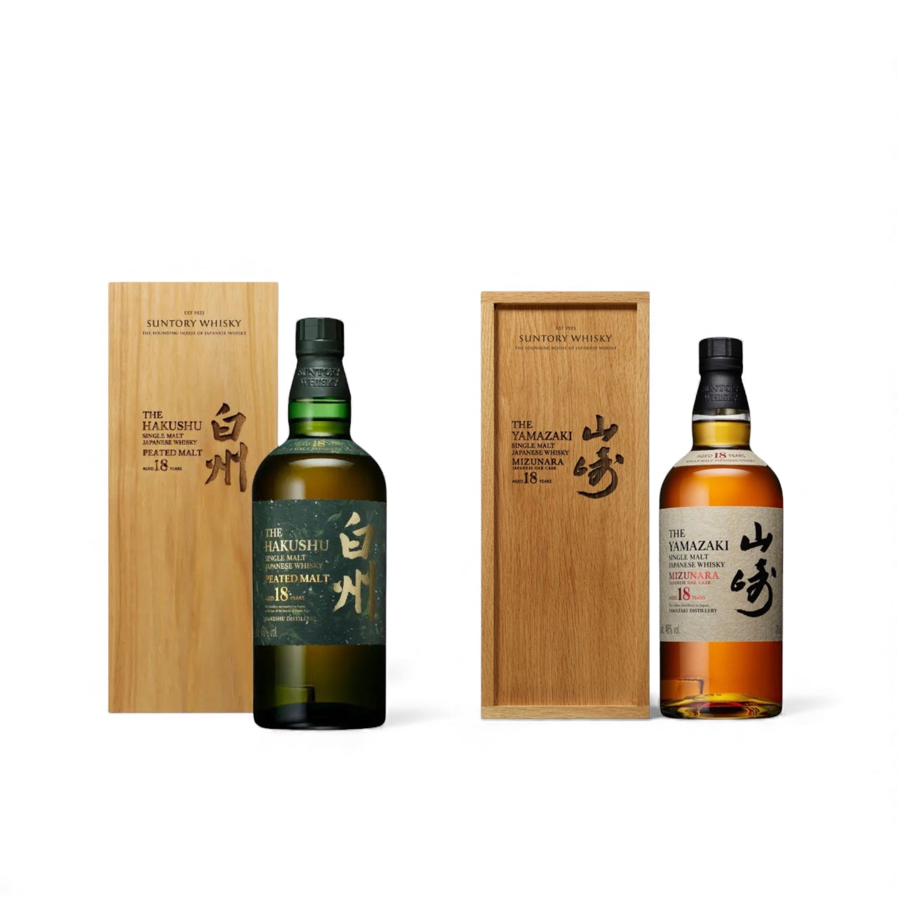 Hakushu 18 Year Old Peated Malt & Yamazaki 18 Mizunara Japanese Whisky 2025 Edition