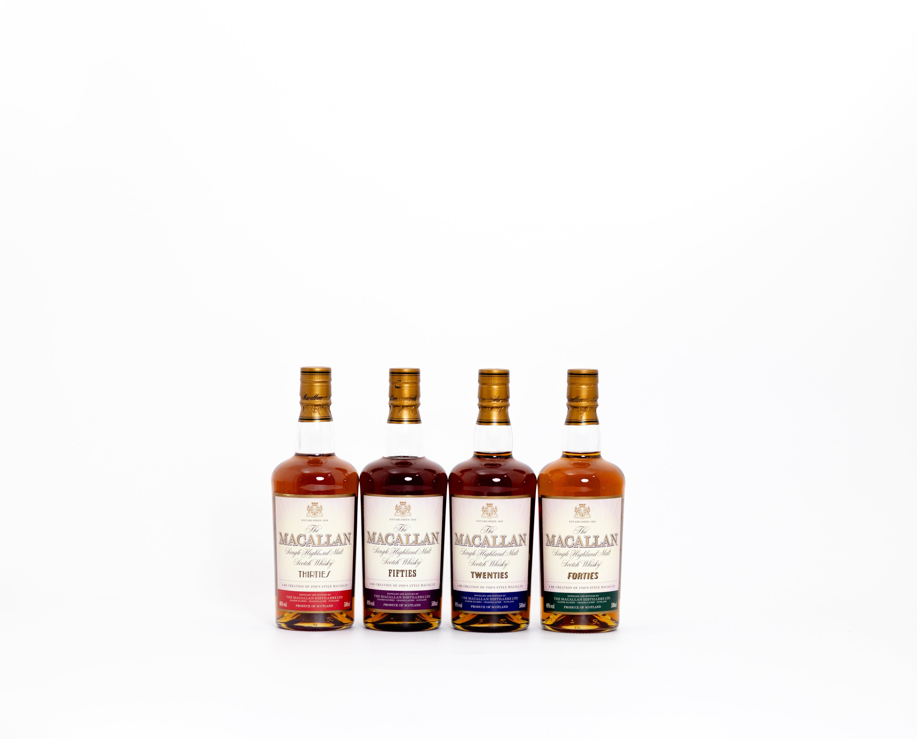 The Macallan Decades Collection – 4 x 50cl Bottles (Twenties, Thirties, Forties, Fifties)
