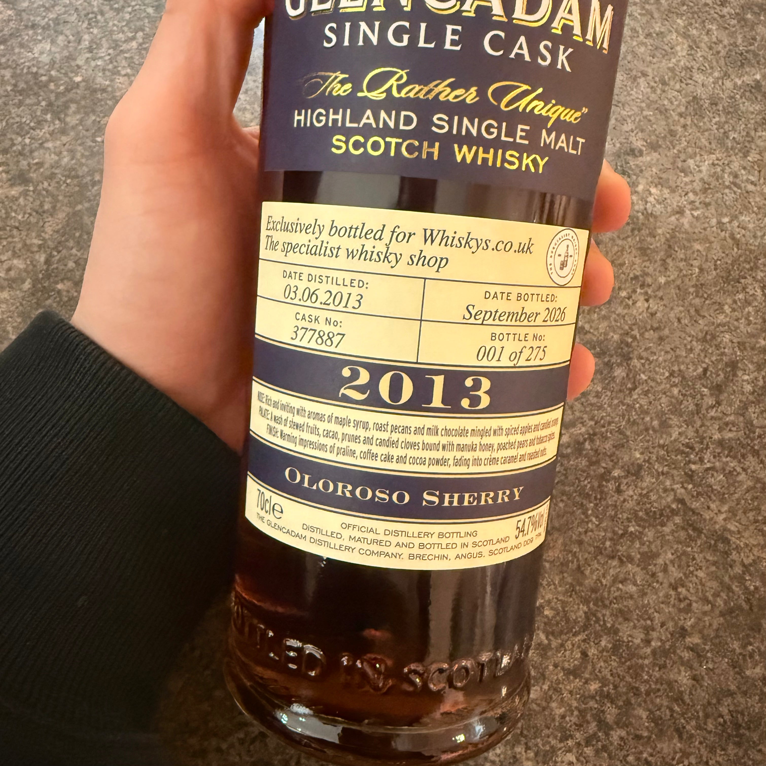 Glencadam 13 Year Old Single Cask 2013 | Oloroso Sherry Cask #377887 | Exclusively Bottled for Whiskys.co.uk | 54.7% | 70cl