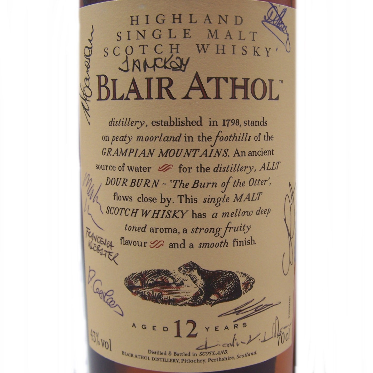 Blair Athol 12 Year Old Distillery Signed Bottle