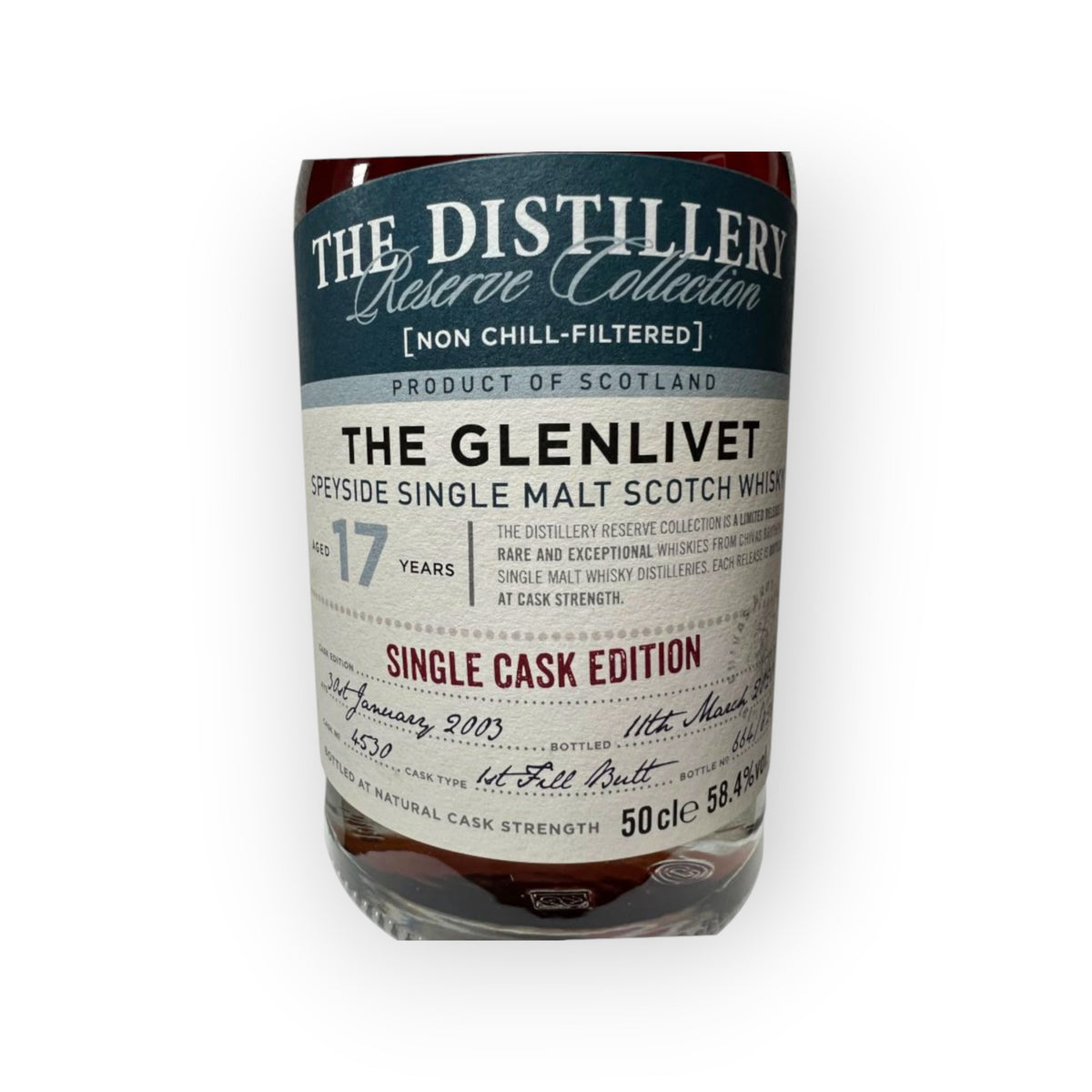 The Glenlivet 2003 Distillery Reserve 17 Year Old | First Fill Sherry Butt #4530 | 58.4% | 50cl | 828 Bottles