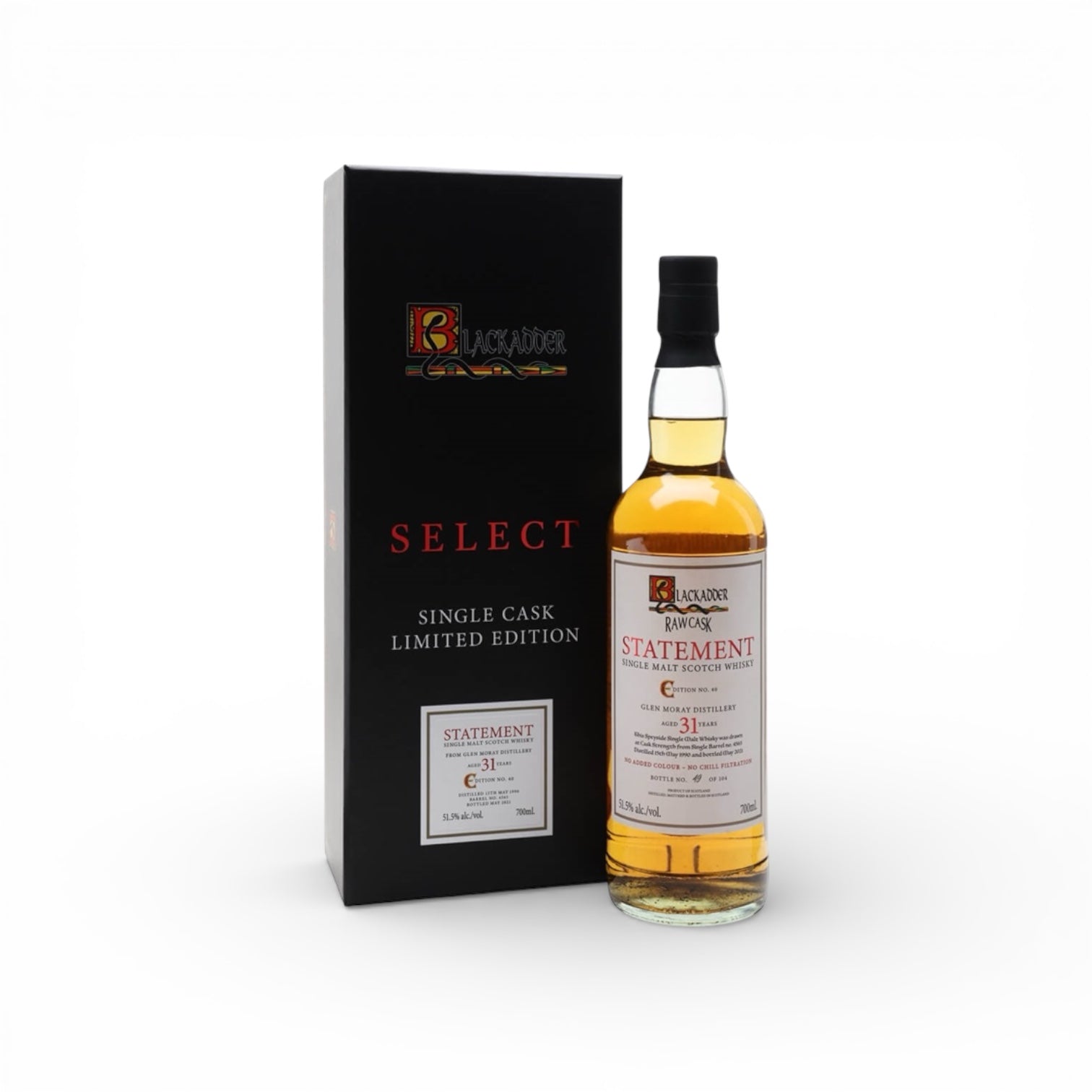 Glen Moray 1990 / 31 Year Old (Blackadder Raw Cask Statement) 51.5% ABV