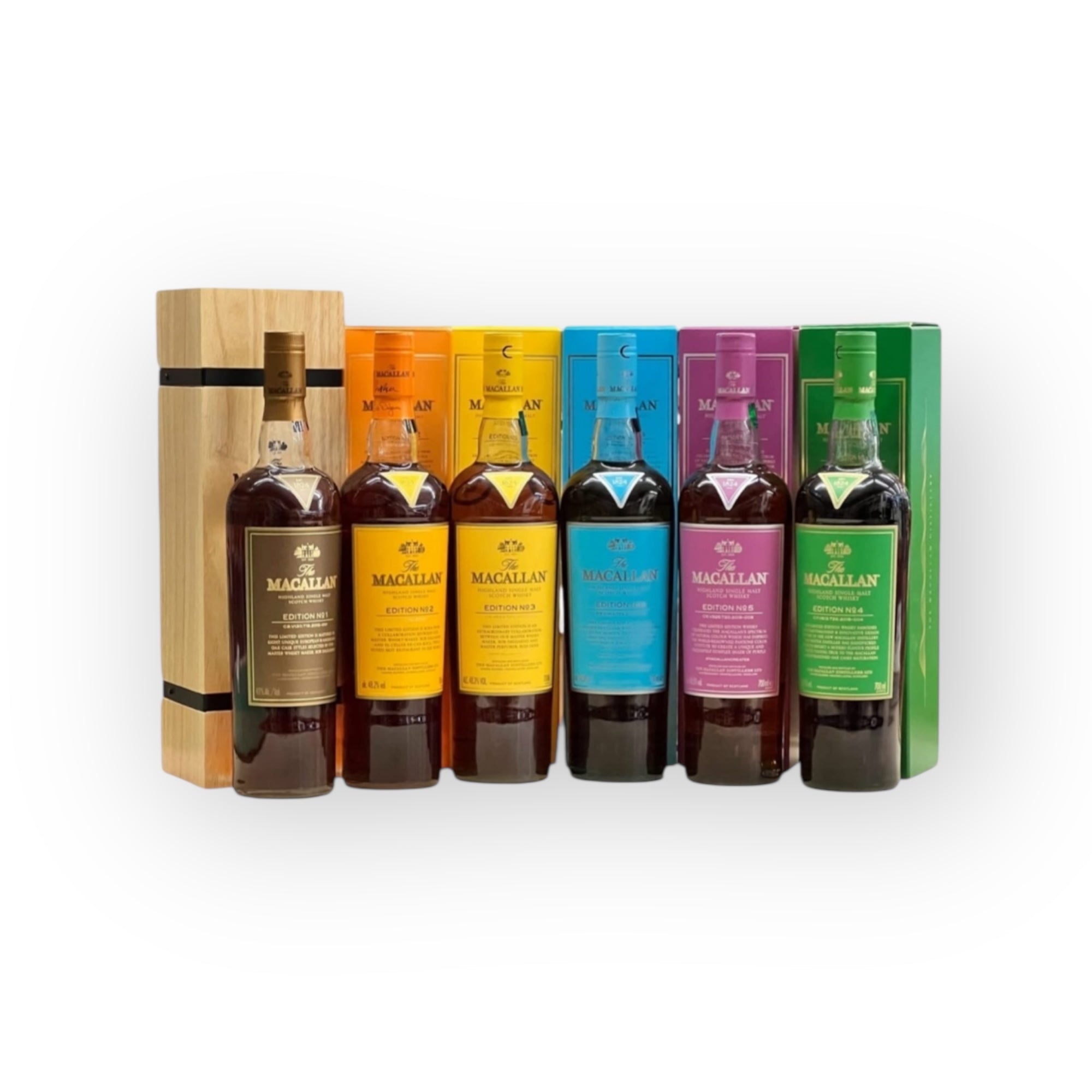 MACALLAN Edition Series with Wooden Box Edition 1 (Edition 1-6 Full Set)
