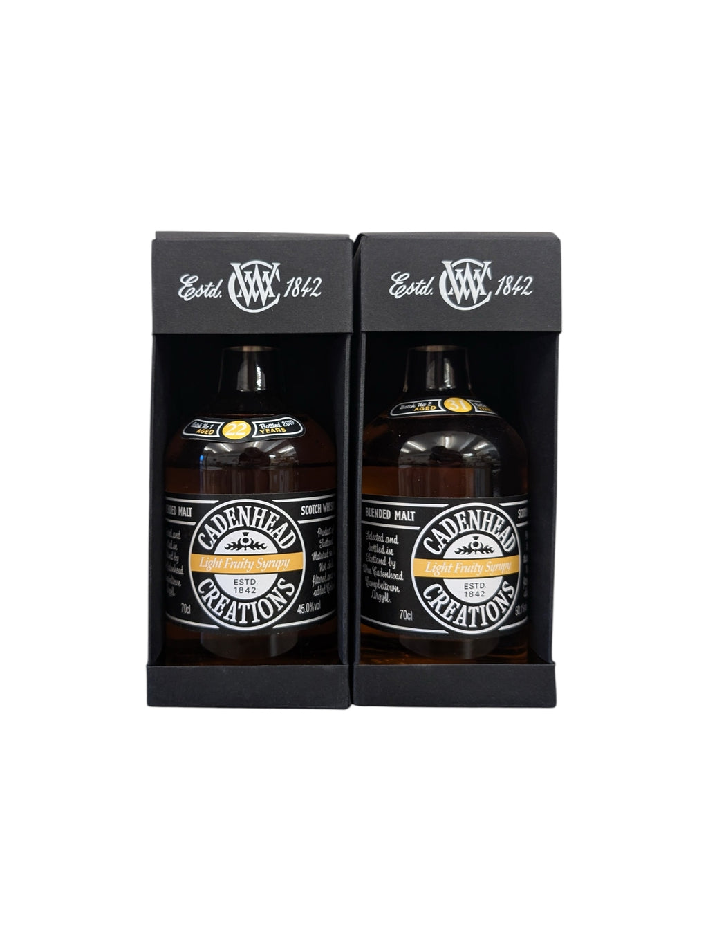 Cadenhead Creations Batch 1  - 22 Year Old & Batch 2 -  31 Year Old -Light Fruity Syrupy Set of 2