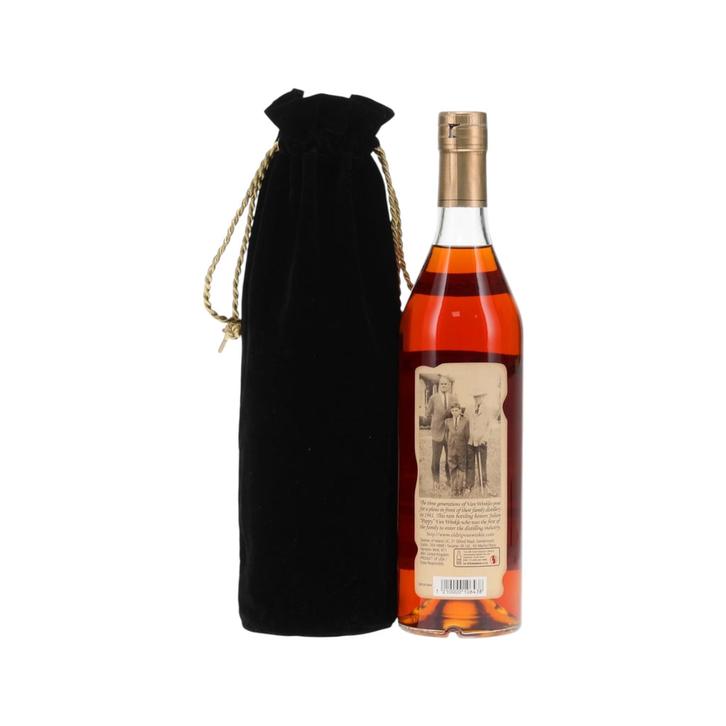 Back label of Pappy Van Winkle 23 Year Old Family Reserve 2025 release bourbon (47.8% ABV)
