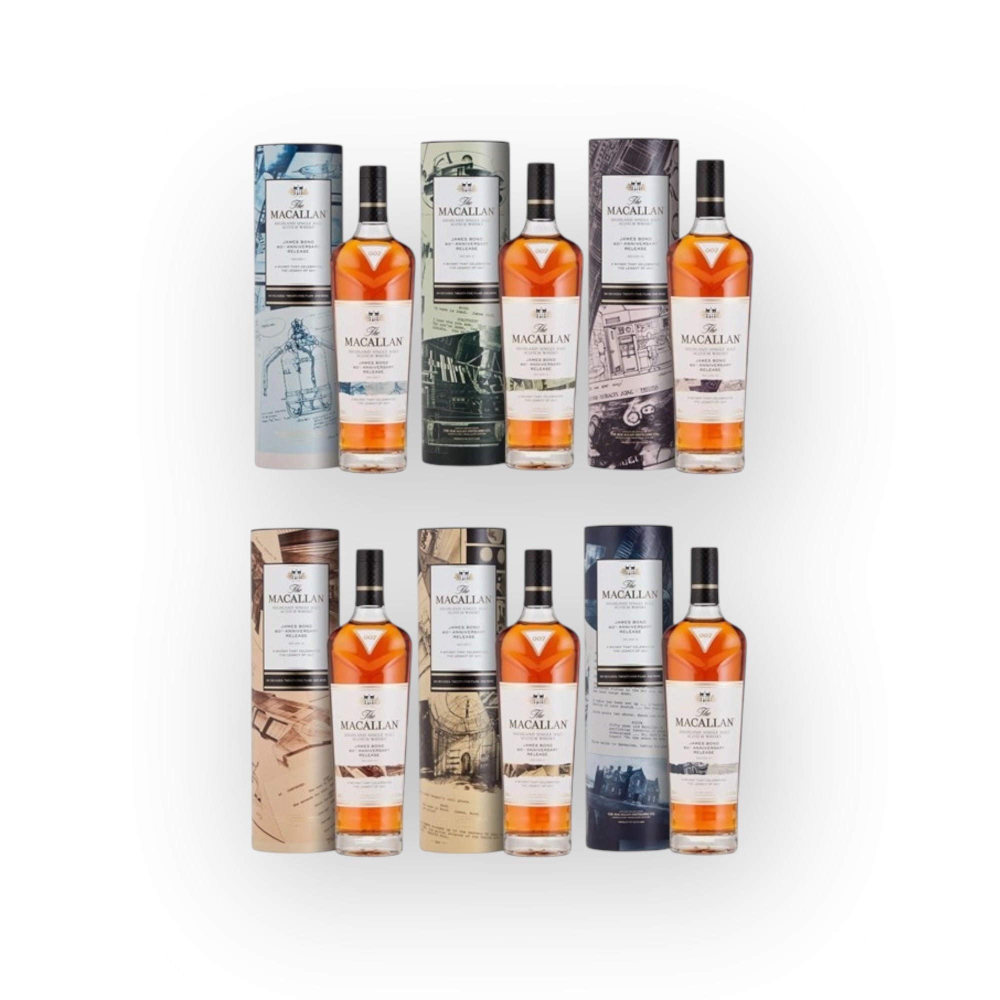Macallan Whisky James Bond 60th Anniversary Full Set 6 x 70cl