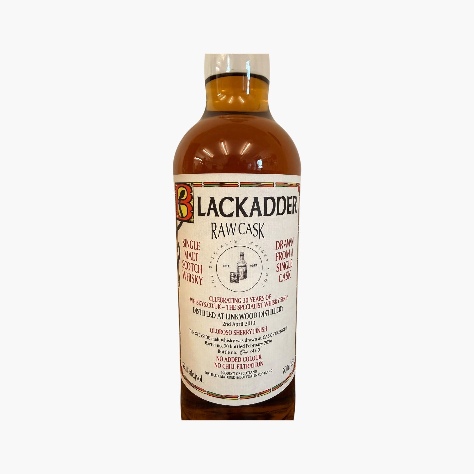 Blackadder Raw Cask Linkwood 12 Year Old Oloroso Sherry Finish, Cask #70 – 59.1% (30th Anniversary Exclusive)