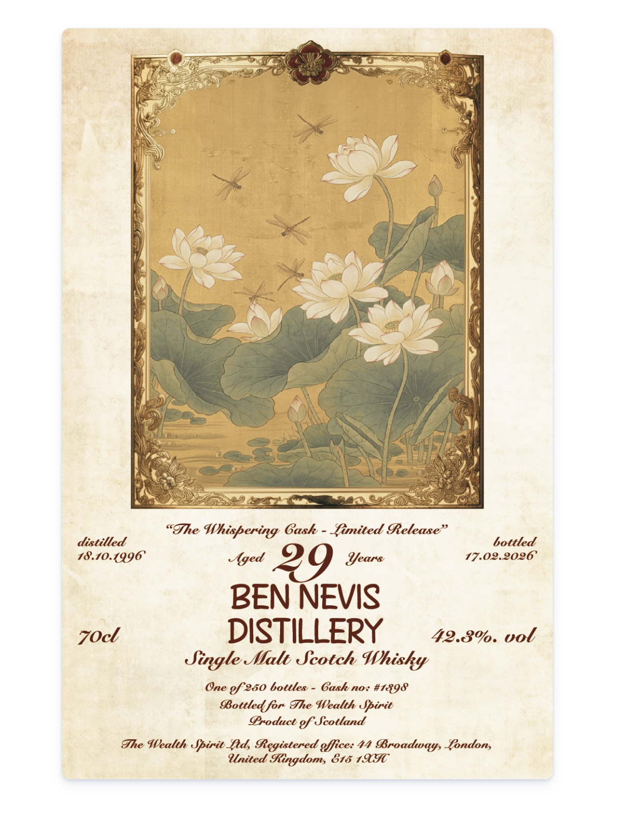 Ben Nevis 29 Year Old 1996/2026 (42.3%) – The Wealth Spirit, Single Hogshead, Cask #1398 (250 bottles)