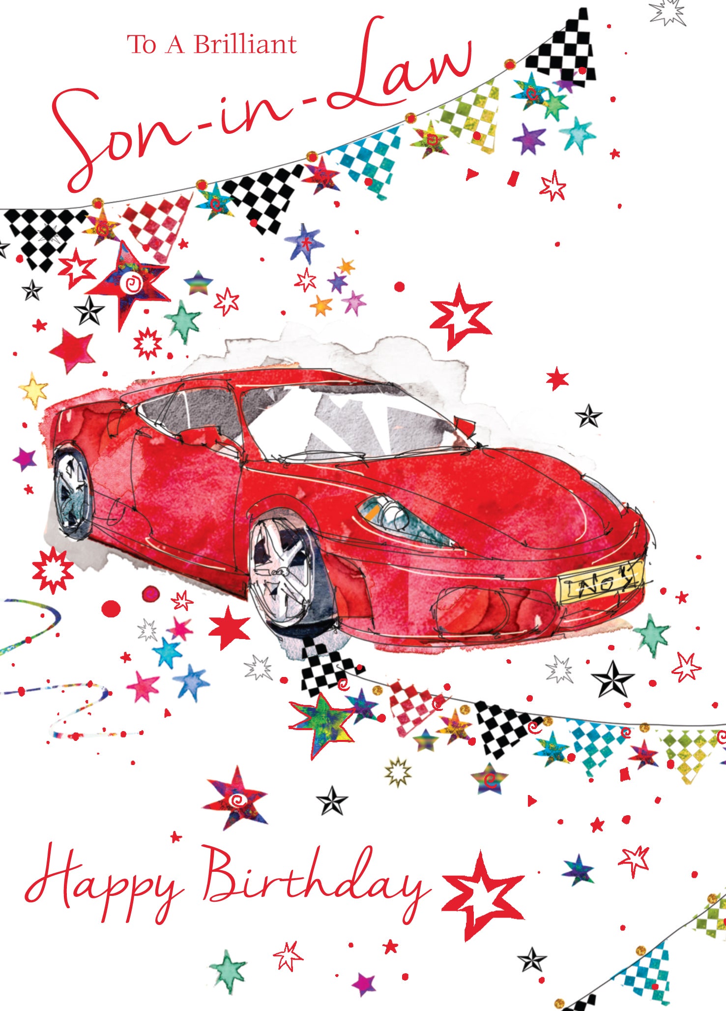 Son in Law Red Car Birthday Card