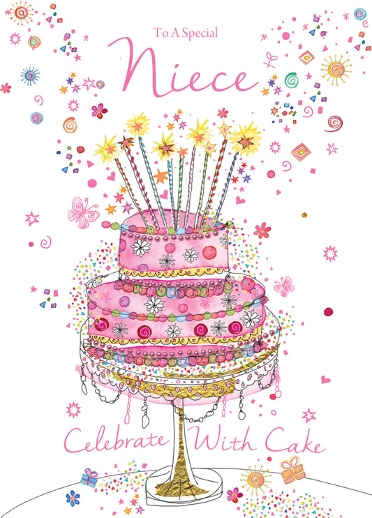 Niece's Pink Cake Birthday Card