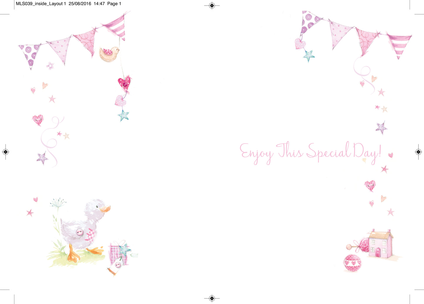 Duck with Pink Love Baby Shower Card