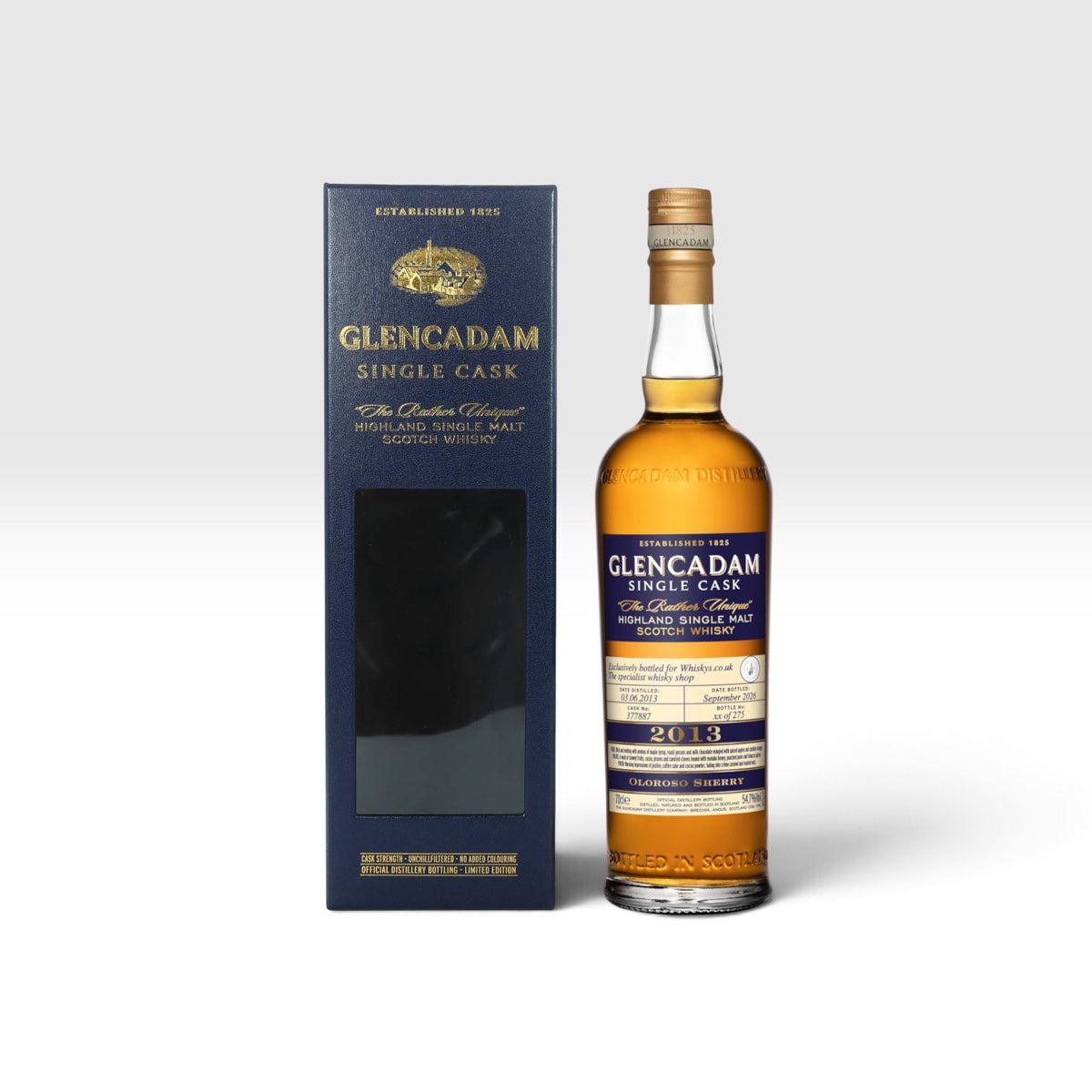 Glencadam 13 Year Old Single Cask 2013 | Oloroso Sherry Cask #377887 | Exclusively Bottled for Whiskys.co.uk | 54.7% | 70cl