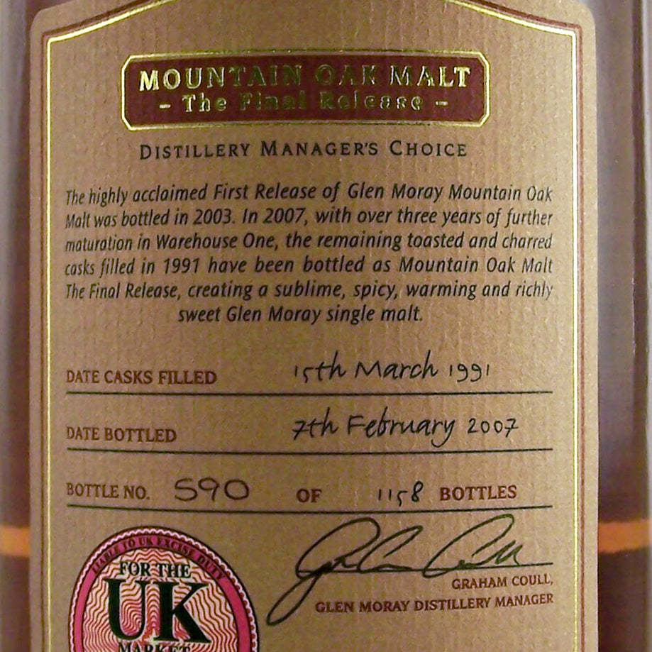 Glen Moray Mountian Oak Final Release 1991
