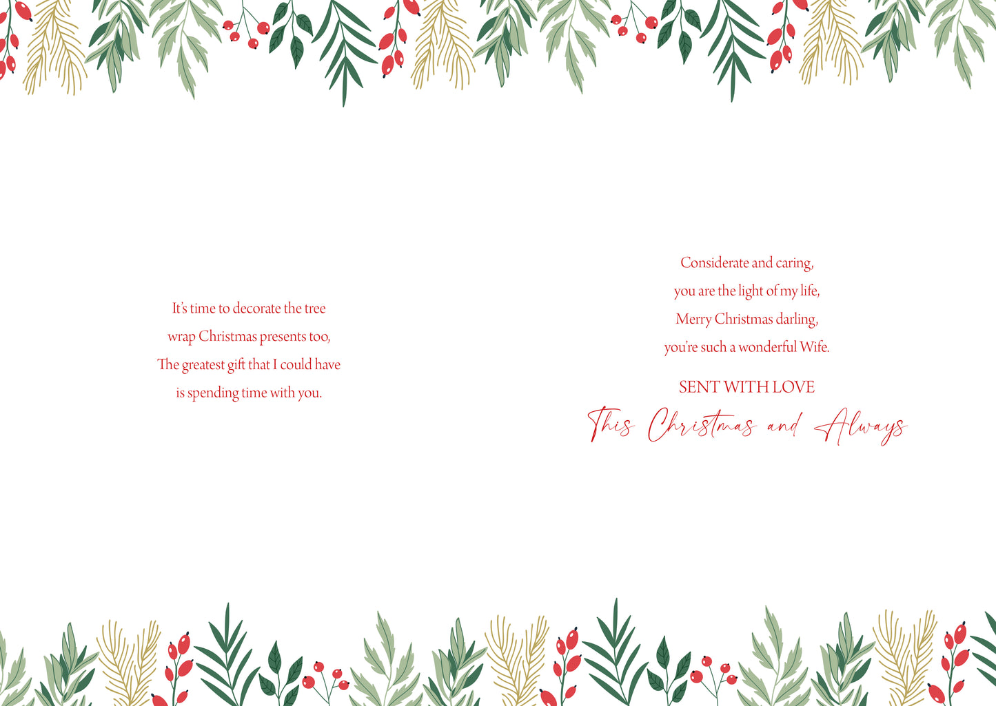 Wife Red Christmas Card
