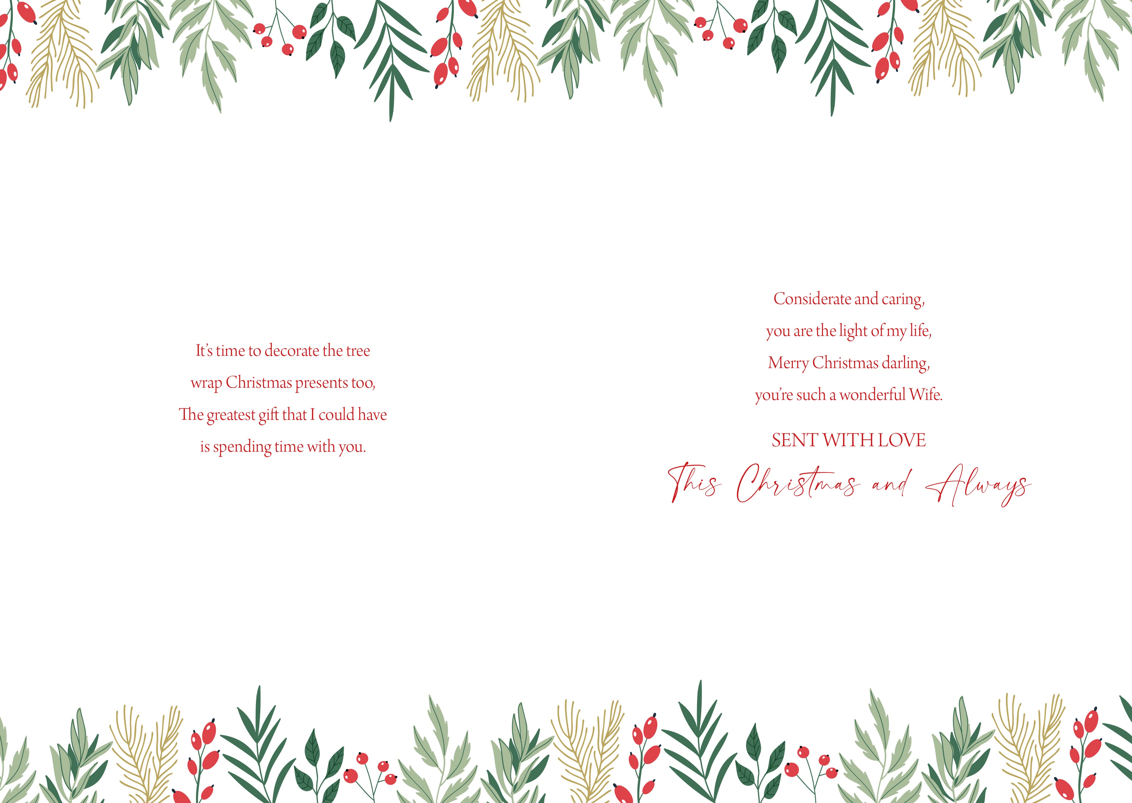 Wife Red Christmas Card
