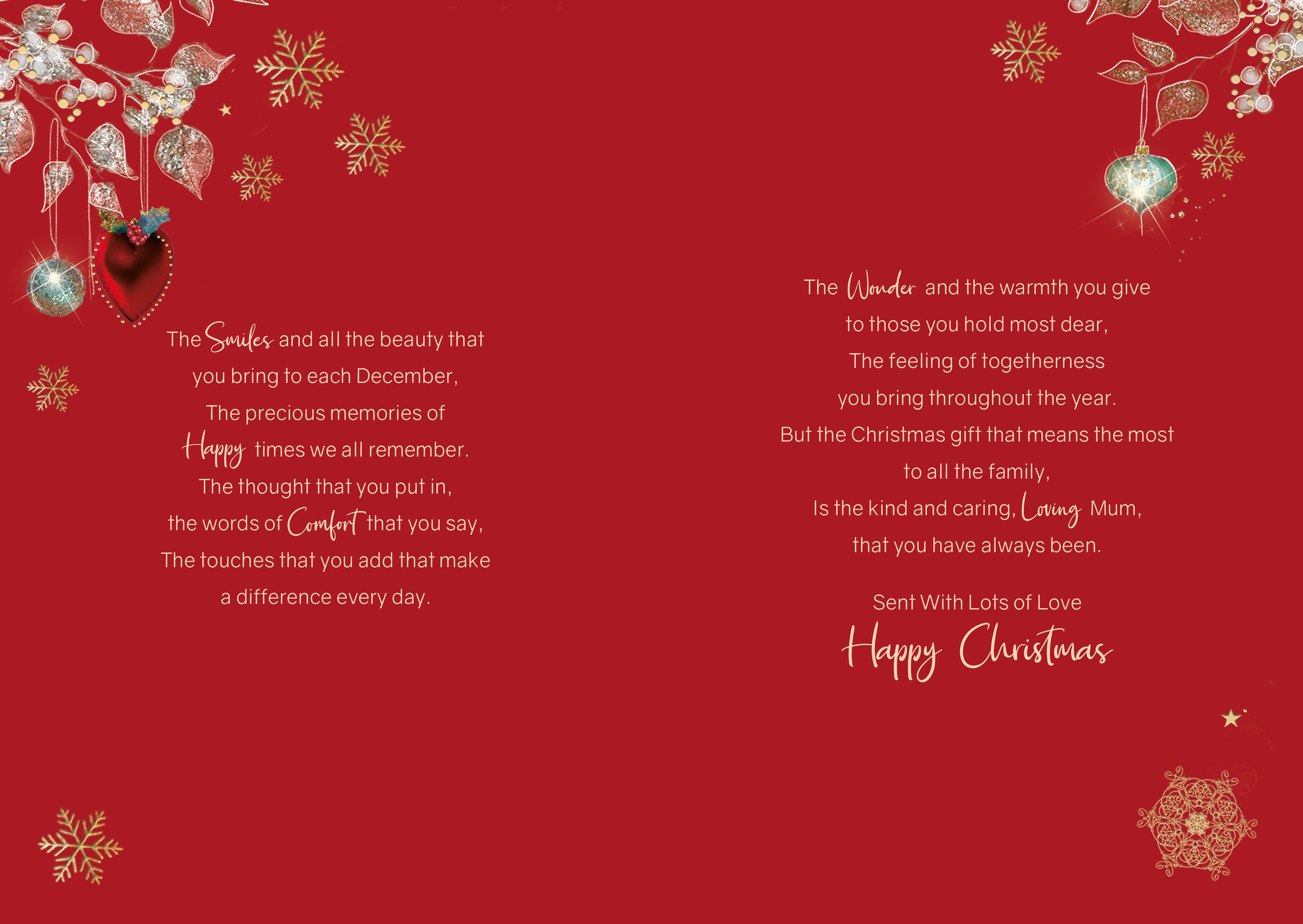 Mum Red Christmas Card