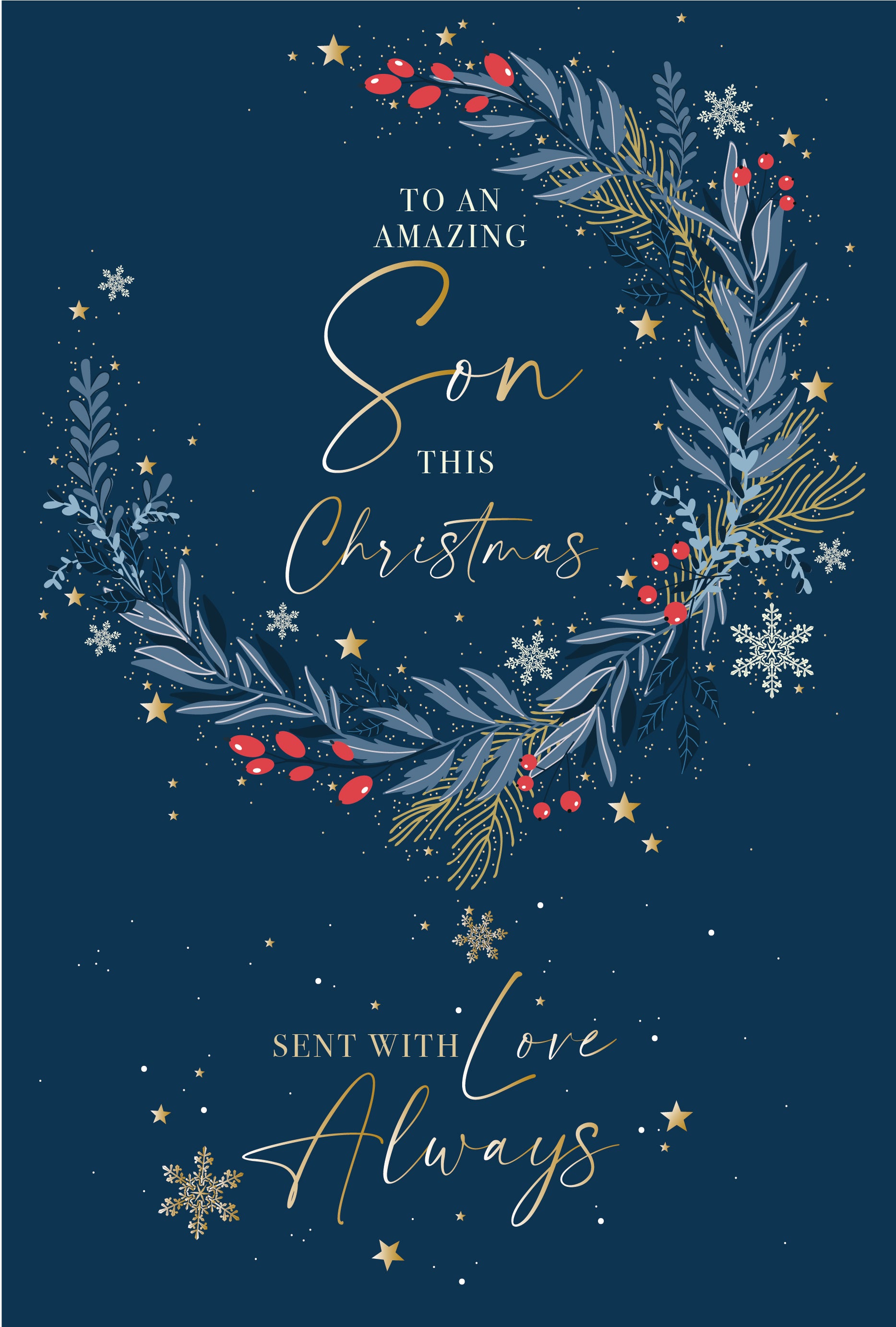 Sons Blue Christmas Card