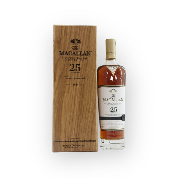 The Macallan 25 Year Old Sherry Oak 2023 Release single malt Scotch whisky bottle
